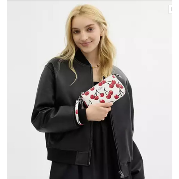 Coach Nolita 19 With Cherry Print Wristlet/Handbag In Leather Chalk CZ012 NWT - Picture 11 of 11